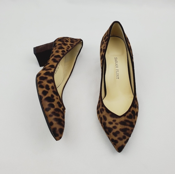 Flint Perfect Emma chocolate Leopard haircalf point toe pumps - Picture 13 of 15